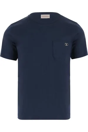 VALENTINO GARAVANI Top, Herre, Blå, S, Bomuld, T-shirt med brystlomme
