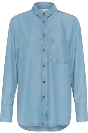 INWEAR Bluser & Skjorter, Dame, Blå, 2XS, Denim, Lyseblå denim skjortebluse