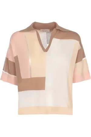 KANGRA CASHMERE Top, Dame, Flerfarvet, M, Bomuld, Multifarvet Cashmere Bomuld Bluse med Krave