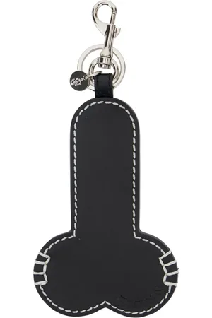 J.W.Anderson Tilbehør, Herre, Sort, ONE SIZE, Læder, Sort nøglering med præget logo