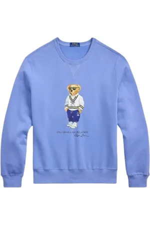 Ralph Lauren Sweathshirts & Hoodies, Herre, Blå, S, Bomuld, Cotton Polo Bear Sweatshirt med Tennisstil