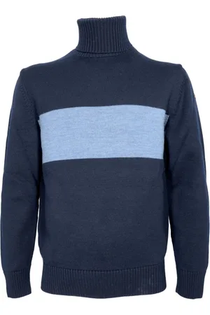 Paul & Shark Strik, Herre, Blå, XL, Uld, High Neck Sweater Stripe