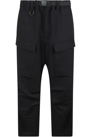 Y-3 Bukser, Herre, Sort, S, Uld, Flannel Cargobukser med integreret bælte