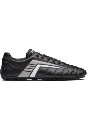 Prada Sko, Herre, Sort, 41 EU, Læder, Padded Logo Sneakers