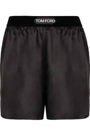 Tom Ford Shorts, Dame, Sort, S, Satin, Silke Satin Shorts med Logoelastik i Taljen