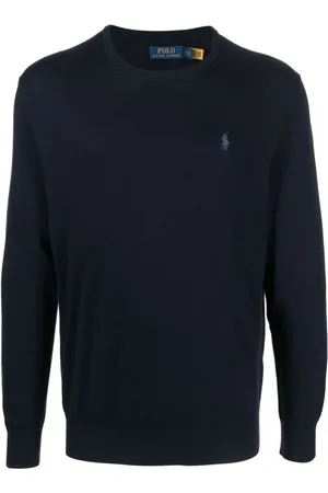 Ralph Lauren Strik, Herre, Blå, L, Bomuld, Casual Langærmet Pullover Sweater