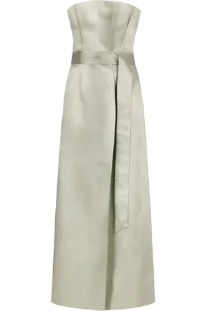 Serafini Kjole, Dame, Grøn, XS, Uld, Chic Off-Shoulder Kjole med Taljebælte