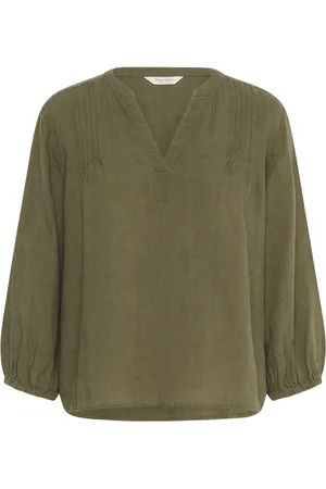 Part Two Bluser & Skjorter, Dame, Grøn, XS, Uld, Simpel Bluse med Læg