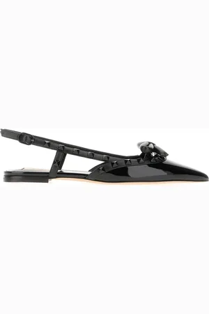 VALENTINO GARAVANI Sko, Dame, Sort, 38 EU, Læder, Rockstud Bow Slingback