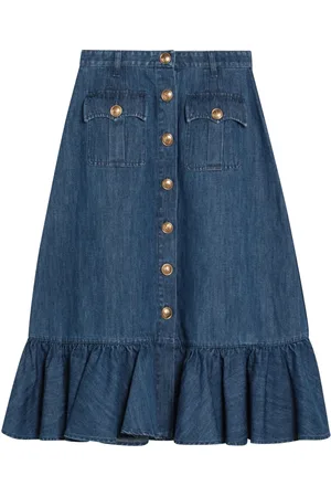 VALENTINO GARAVANI Nederdel, Dame, Blå, S, Denim, Flared Nederdel i Trendy Stil