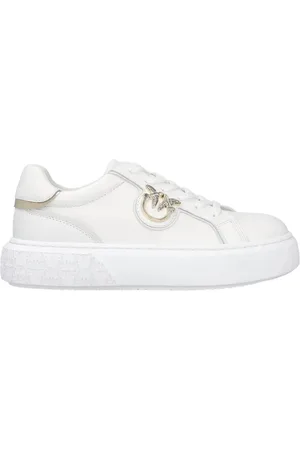 Pinko Sko, Dame, Hvid, 38 EU, Læder, Højhælede flatform sneakers med metallogo