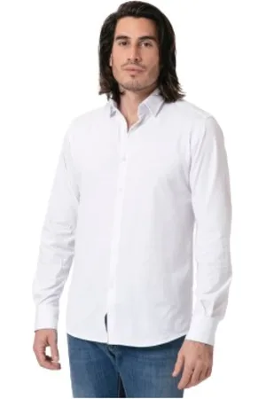 Karl Lagerfeld Skjorte, Herre, Hvid, XL, Bomuld, Hvid Bomuldsjersey Skjorte