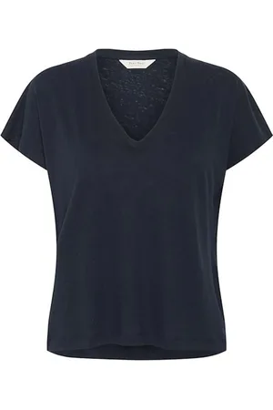 Part Two Top, Dame, Sort, S, Bomuld, V-Neck Tee After Midnight