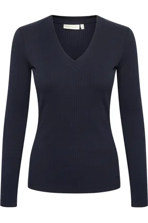 INWEAR Top, Dame, Blå, 2XL, V-Neck Langærmet Top