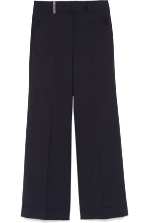 PESERICO SIGN Bukser, Dame, Blå, 3XL, Uld, Navy Blå Straight Bukser