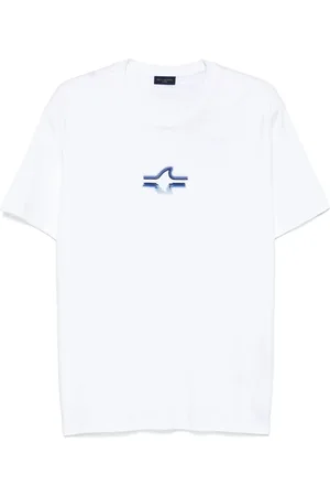 Paul & Shark Top, Herre, Hvid, M, Bomuld, T-shirt i Supima®-bomuldsjersey med Fin-broderi