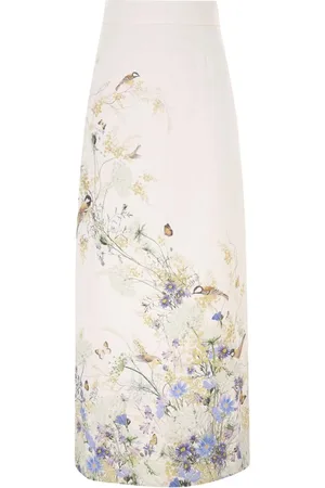ZIMMERMANN Kjole, Dame, Hvid, S, Citrus Butterflies Pencil Skirt