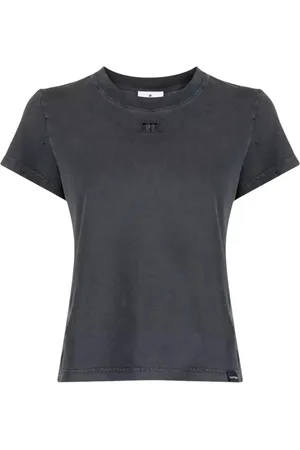 Courrèges Top, Dame, Grå, S, Bomuld, Grå Bomuldsslidt T-shirt