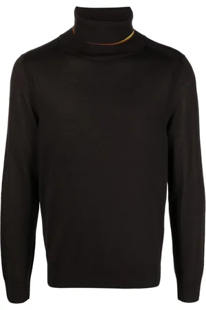 Paul Smith Strik, Herre, Brun, L, Uld, High-Neck Merino-Wool Jumper