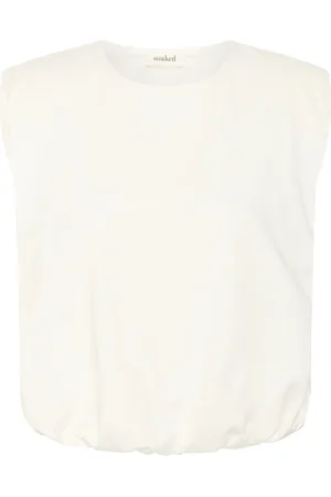 Soaked in Luxury Top, Dame, Hvid, XS, Bomuld, Ballon Tank Top i Knækket Hvid