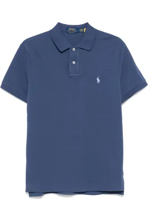 Ralph Lauren Top, Herre, Blå, S, Bomuld, Custom Slim Fit Cotton Mesh Polo