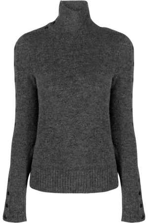 Isabel Marant Strik, Dame, Grå, XS, Uld, Grå Uld Turtleneck Sweater