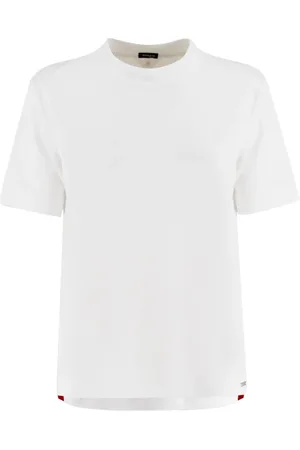Kiton Top, Dame, Hvid, XL, Bomuld, Bomulds T-shirt med Rund Hals