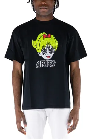 ARIES Top, Herre, Sort, L, Bomuld, Afslappet T-shirt