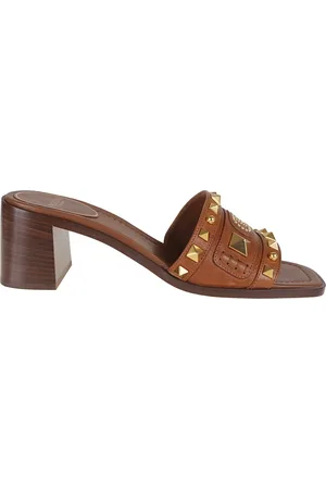 VALENTINO GARAVANI Sko, Dame, Brun, 37 1/2 EU, Læder, Plaster Caster Tobacco Slide