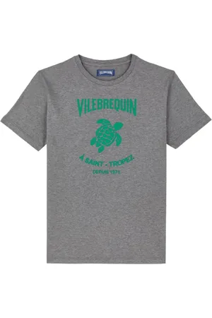 Vilebrequin Top, Herre, Grå, L, Bomuld, T-shirt i bomuld med logo prægning til mænd