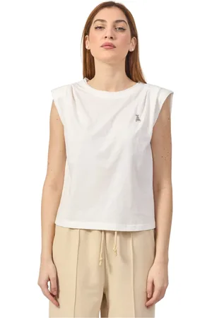 Patrizia Pepe Top, Dame, , M, Bomuld, Ærmeløs bomulds T-shirt med logo print