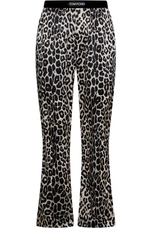 Tom Ford Bukser, Herre, Sort, S, Sort Velvet Leopard Print Bukser