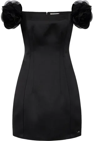 Elisabetta Franchi Kjole, Dame, Sort, M, Uld, Sort Blomstret Mini Kjole