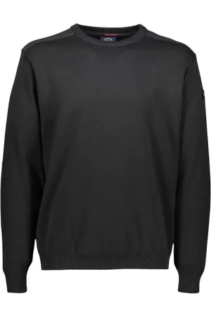 Paul & Shark Sweathshirts & Hoodies, Herre, Sort, M, Uld, Crewneck Sweater med patches