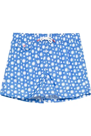 Kiton Badetøj, Herre, Blå, 2XL, Uld, Lyseblå Badeshorts med Hvirvelmønster