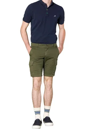 Masons Shorts, Herre, Grøn, S, Satin, Slim Cargo Bermuda i Stretch Satin