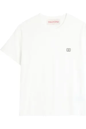 VALENTINO GARAVANI Top, Herre, Hvid, S, Bomuld, T-shirt med VLogo-patch