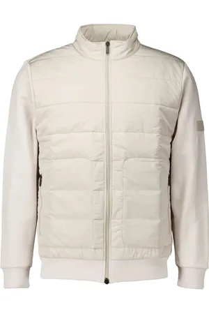 Gentiluomo Jakke, Herre, Hvid, L, Quiltet Lynlås Cardigan Sand Jakke