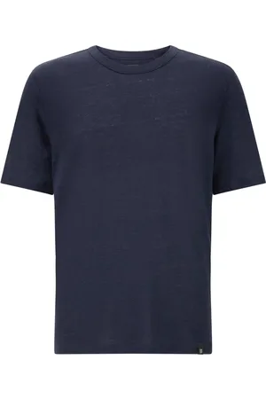 Boggi Milano Top, Herre, Blå, S, Linned, T-shirt i strækbar linnedjersey