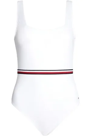 Tommy Hilfiger Badetøj, Dame, Hvid, M, Polyester, Square Neck One Piece Costume