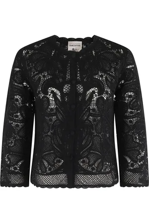 SEMICOUTURE Strik, Dame, Sort, S, Bomuld, Bomuld Perforeret Adriana Top