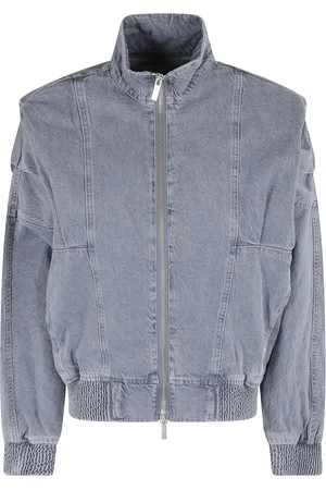 REMAIN Birger Christensen Jakke, Dame, Blå, XS, Denim, Denim Bat Sleeve Jakke med Lynlås