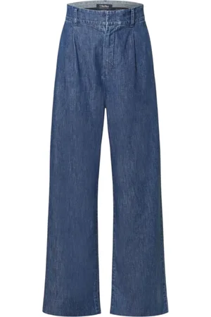 Max Mara Jeans, Dame, Blå, 2XS, Denim, Bred Ben Denim Bukser Indigo Blå