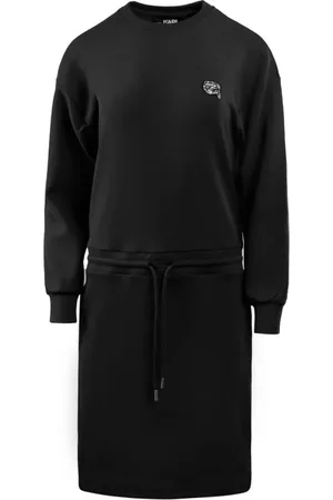 Karl Lagerfeld Kjole, Dame, Sort, XS, Polyester, Ikonik 2.0 Sweat Kjole