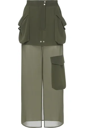 Pinko Nederdel, Dame, Grøn, 2XS, Georgette Midi Nederdel