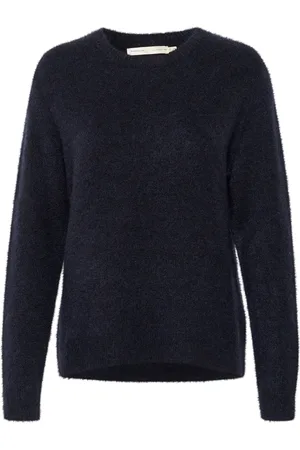 INWEAR Strik, Dame, Blå, XS, Uld, Marineblå Strikket Pullover Sweater