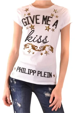 Philipp Plein Top, Dame, Hvid, L, Bomuld, Klassisk hvid dame T-shirt