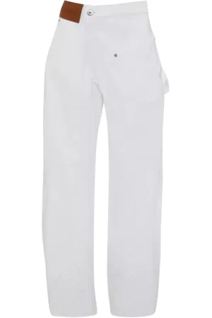 J.W.Anderson Jeans, Dame, Hvid, W26, Bomuld, Hvide krystalpyntede jeans