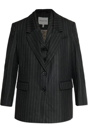 Munthe Jakke, Dame, Sort, XS, Uld, Blazer med stribet mønster