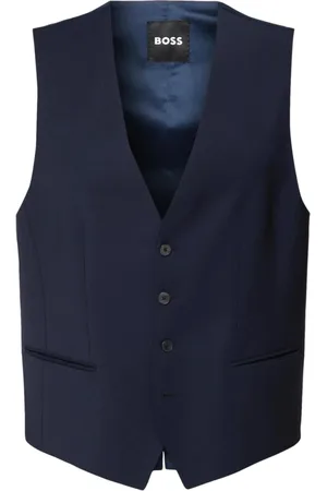 HUGO BOSS Jakkesæt, Herre, Blå, M, Uld, Minimalistisk Vest i Uldblanding